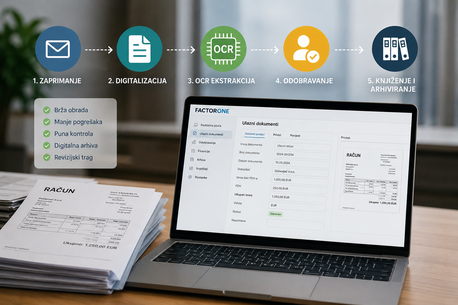 Kako digitalizirati evidenciju ulaznih dokumenata uz FactorOne ERP